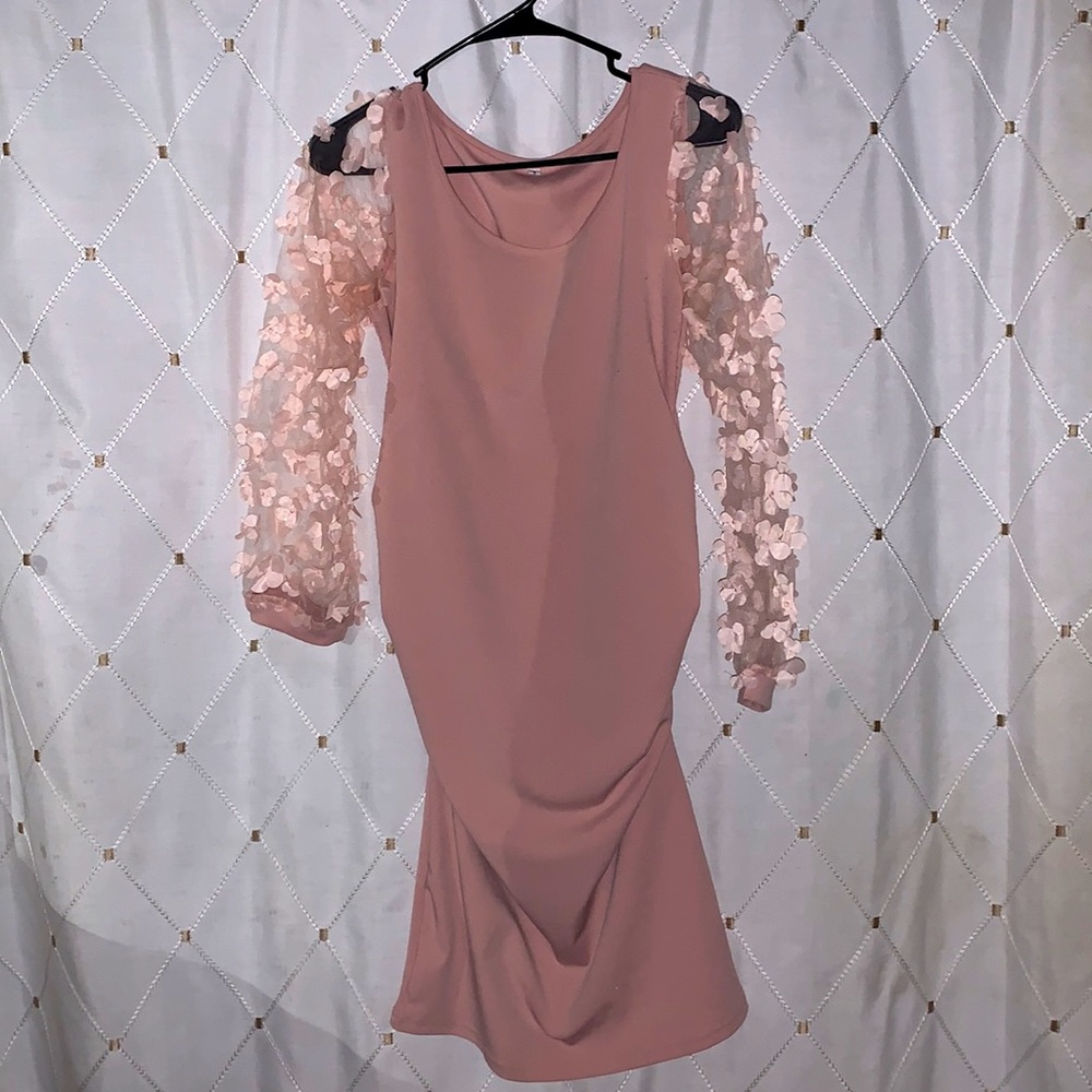 🎉Host Pick 🎉 Floral Bishop Sleeve Midi Pencil Maternity Dress 🤰🏽WORN ONCE! - Picture 7 of 10